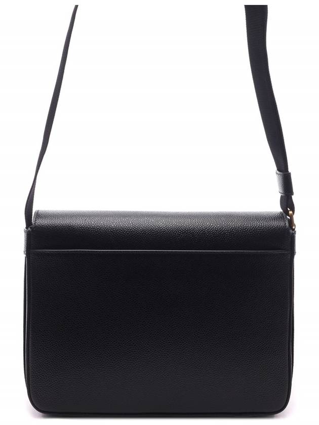 Tonal Strap Leather Reporter Cross Bag Black - THOM BROWNE - BALAAN 5