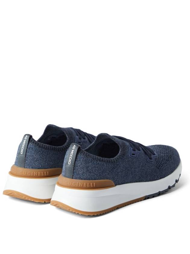 Stretch Knit Low Top Sneakers Blue - BRUNELLO CUCINELLI - BALAAN 4