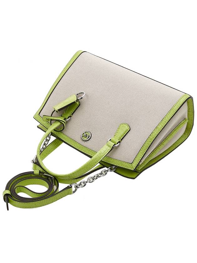 Chantal Logo Plaque Canvas Tote Bag Beige Green - MICHAEL KORS - BALAAN 5