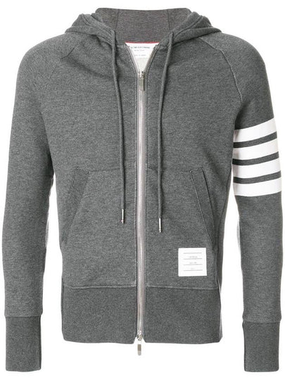 Engineered 4 Bar Diagonal Zip Up Hoodie Dark Grey - THOM BROWNE - BALAAN 2