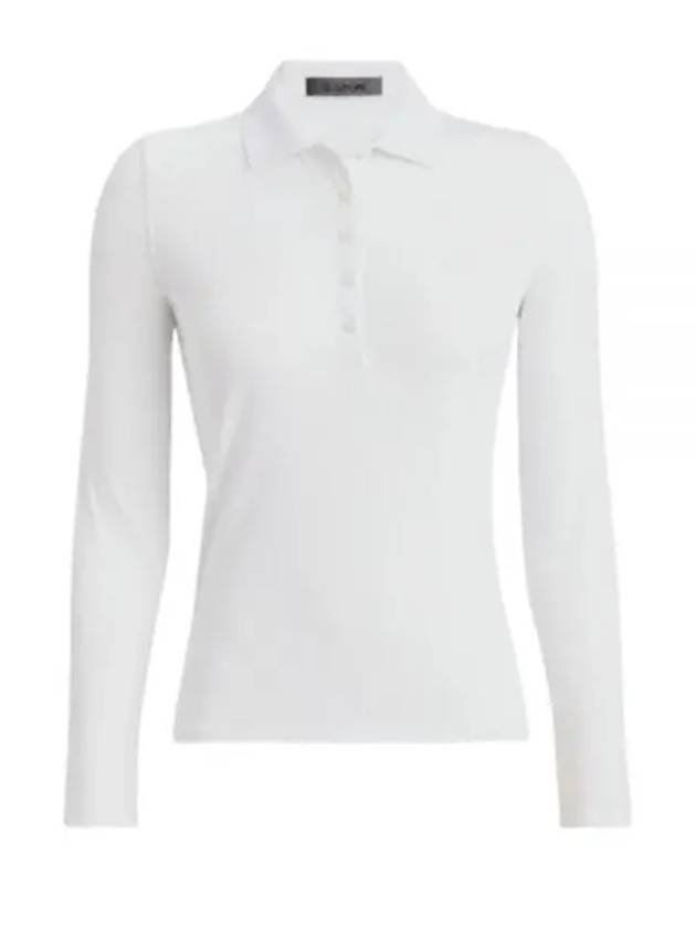 Ribbed Tech Nylon Long Sleeve Polo Shirt White - G/FORE - BALAAN 2