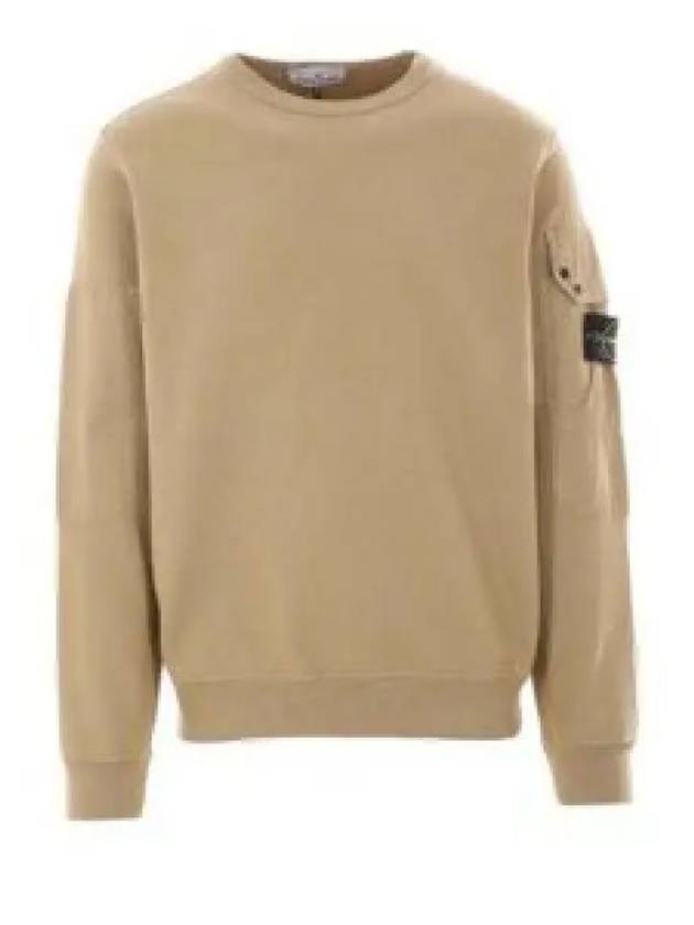 Brushed Organic Cotton Fleece Sweatshirt Beige - STONE ISLAND - BALAAN 2