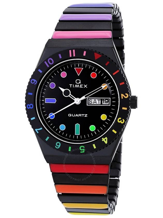 Timex Q Rainbow Quartz Black Dial Expansion Band Ladies Watch TW2V65900 - TIMEX - BALAAN 1