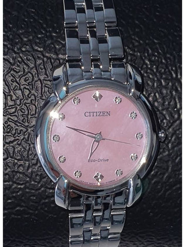 Diamond index dial pink motherofpearl motherofpearl steel watch women's watch - CITIZEN - BALAAN 1