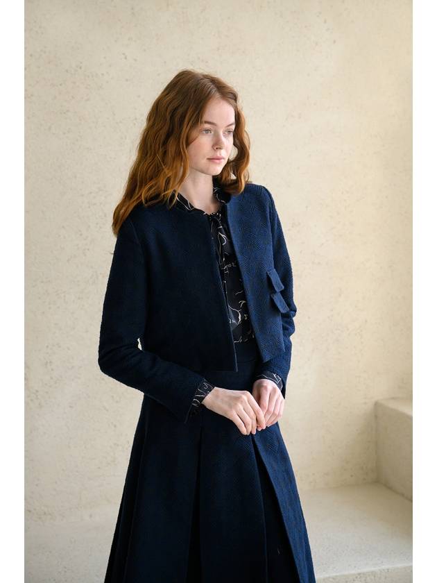 Caisienne Jacquard Setup Crop Jacket_Navy Blue - CAHIERS - BALAAN 10