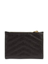 Goldtone YSL metal logo monogram zip pocket bifold leather wallet - SAINT LAURENT - BALAAN 4