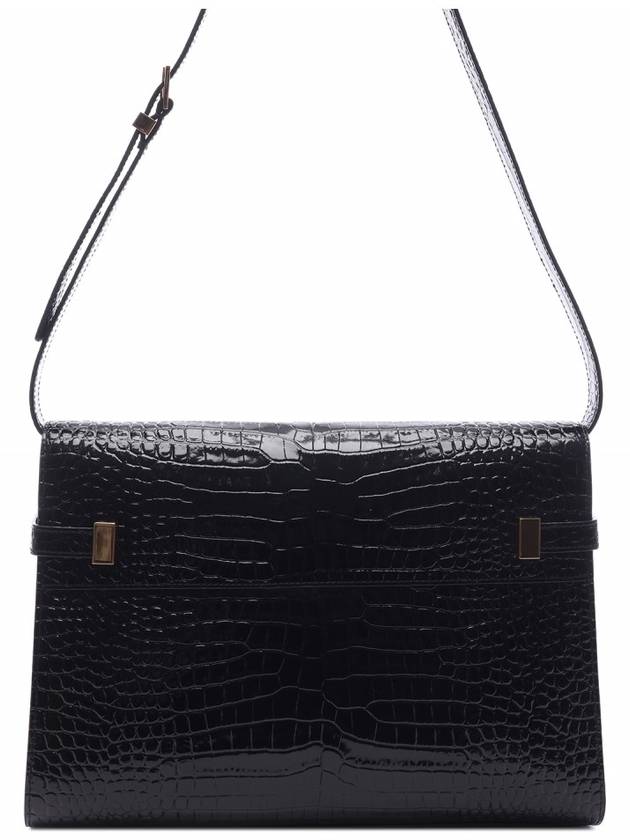 Manhattan Crocodile Effect Leather Shoulder Bag Black - SAINT LAURENT - BALAAN 5