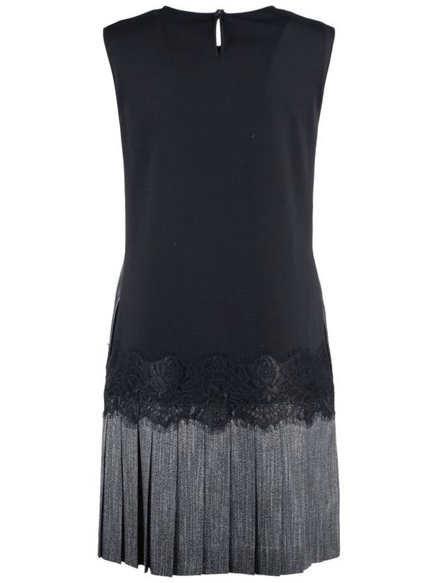 Alberta Ferretti Black Dress With Lace And Pleated Skirt - ALBERTA FERRETTI - BALAAN 2