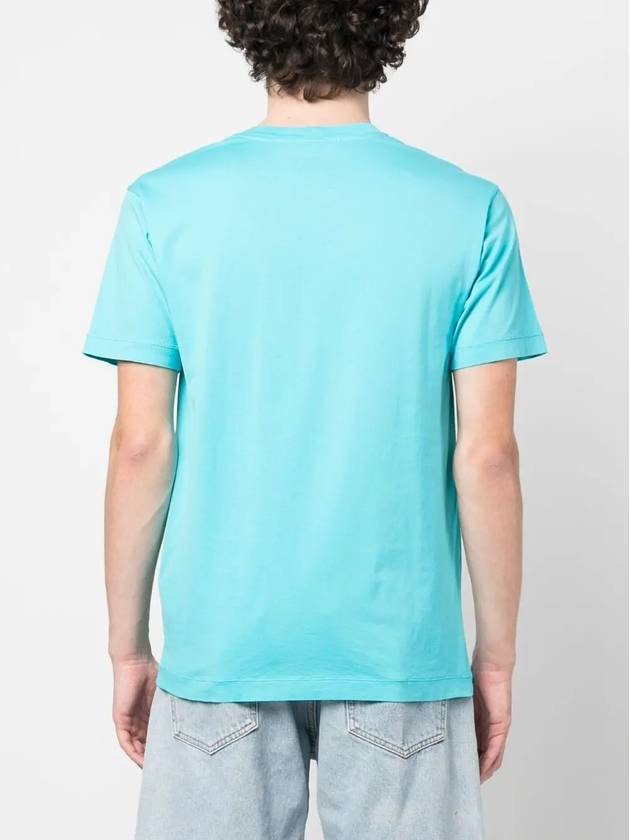 Logo Patch Cotton Short Sleeve T-Shirt Turquoise - STONE ISLAND - BALAAN 5