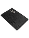 Double Gancini Leather Card Wallet Black - SALVATORE FERRAGAMO - BALAAN 3