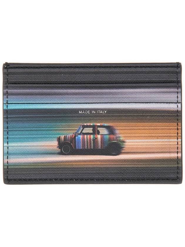 Men's Car Print Leather Card Wallet Black - PAUL SMITH - BALAAN 3