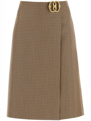 houndstooth a-line skirt with emblem buckle - BALLY - BALAAN 1