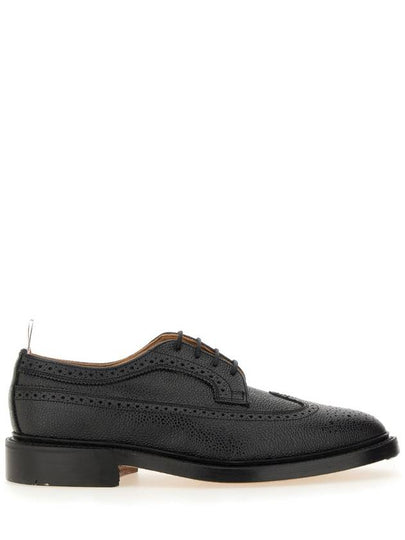 Men's Three Stripes Tab Pebble Grain Long Wing Sole Brogue Black - THOM BROWNE - BALAAN 2