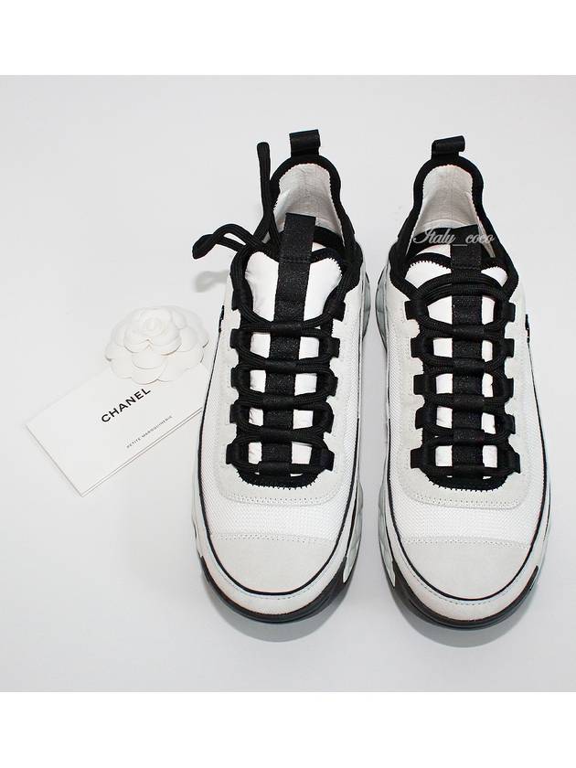 mixed fiber white CC logo low top sneakers black dark gray - CHANEL - BALAAN.