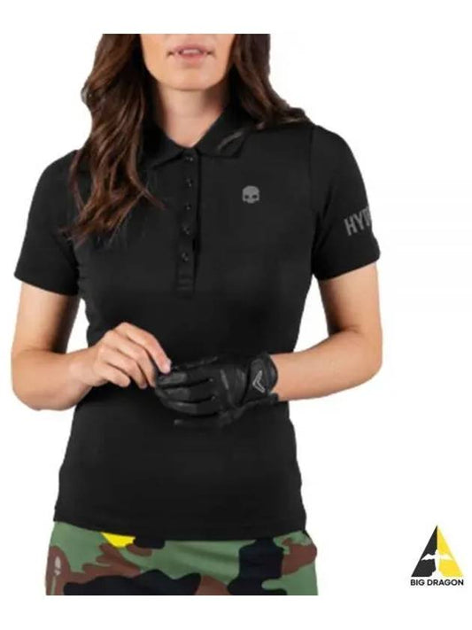 Women's Golf Picket Logo Short Sleeve PK Shirt Black - HYDROGEN - BALAAN 2