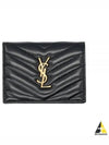 Casandra Matelasse Quilted Lambskin Flap Card Wallet Black - SAINT LAURENT - BALAAN 2