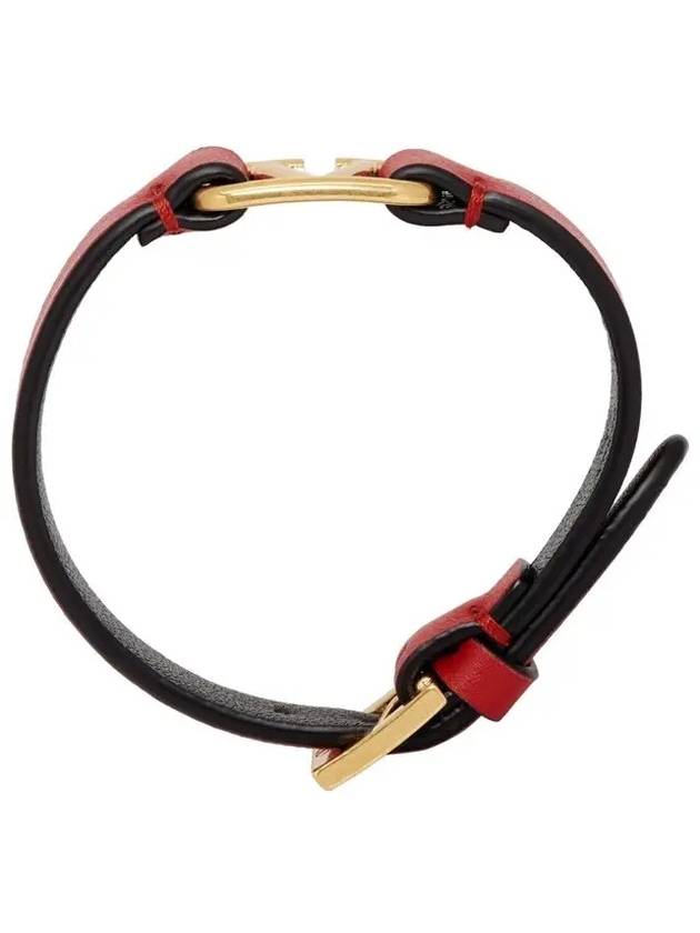 Signature V Logo Calfskin Bracelet Red - VALENTINO - BALAAN 7