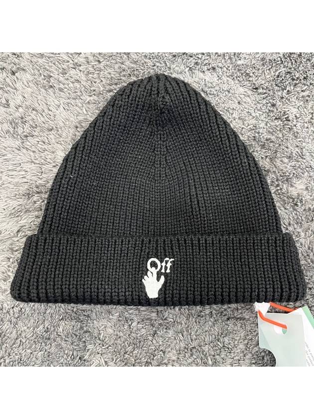 Hand Off Logo Wool Beanie Black - OFF WHITE - BALAAN 3