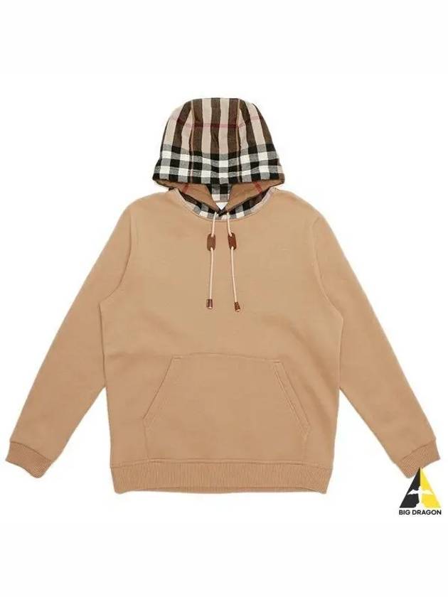 Check Cotton Blend Hoodie Camel Beige - BURBERRY - BALAAN 2