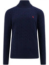 Embroidered Logo Cable Wool Turtleneck Navy - POLO RALPH LAUREN - BALAAN 2