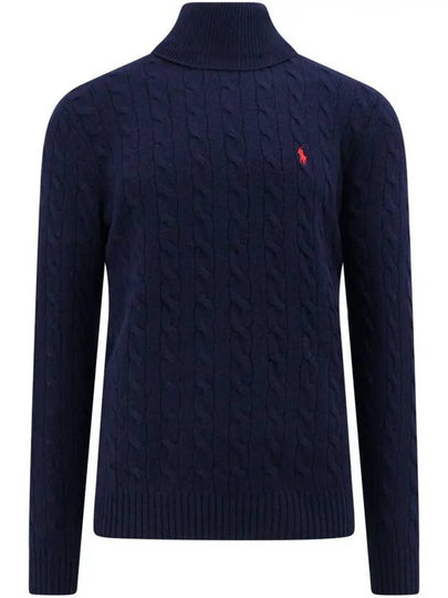 Embroidered Logo Cable Wool Turtleneck Navy - POLO RALPH LAUREN - BALAAN 2