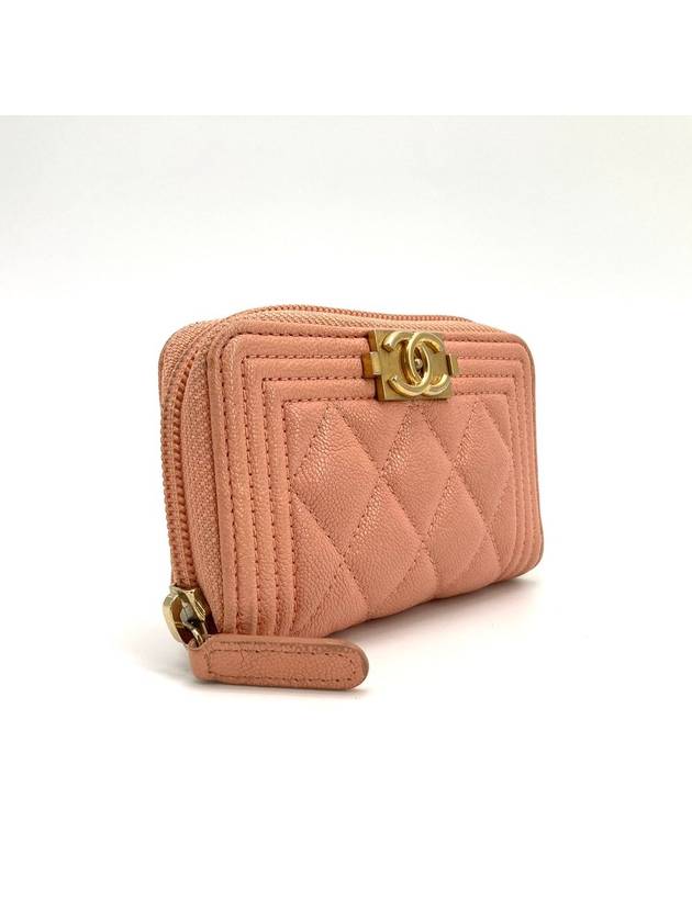 Boy caviar gold card wallet zipper milk pink - CHANEL - BALAAN 3