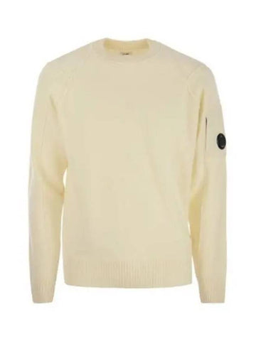 Lens Wappen Classic Crew Neck Wool Knit Top Beige - CP COMPANY - BALAAN 1