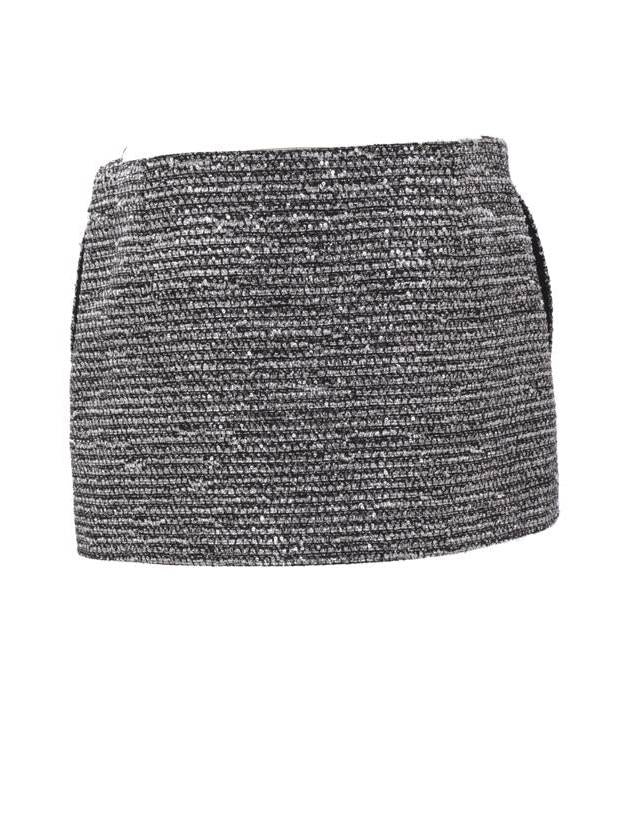 Striped Tweed Lamé A-Line Skirt Silver Black - GUCCI - BALAAN 3