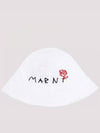 Embroidered Logo Cotton Bucket Hat White - MARNI - BALAAN 2