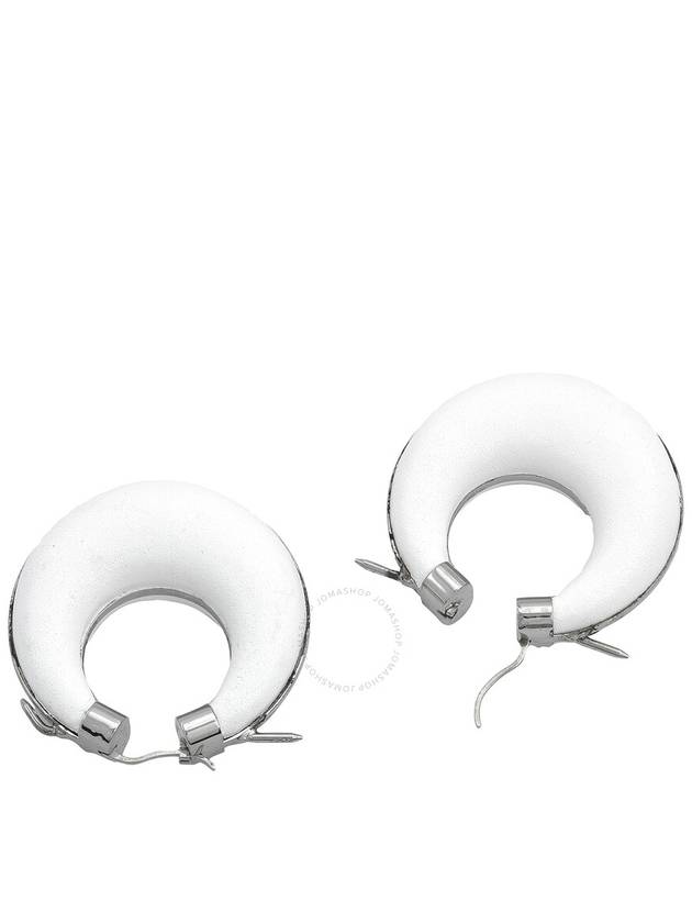 Burberry Ladies White Leather Hoop Earrings - BURBERRY - BALAAN 3