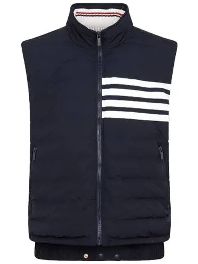 4 Bar Poly Twill Down Vest Navy - THOM BROWNE - BALAAN 2