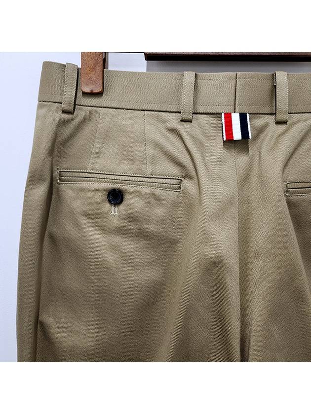 Men's Twill Unconstructed Cotton Straight Pants Beige - THOM BROWNE - BALAAN 8