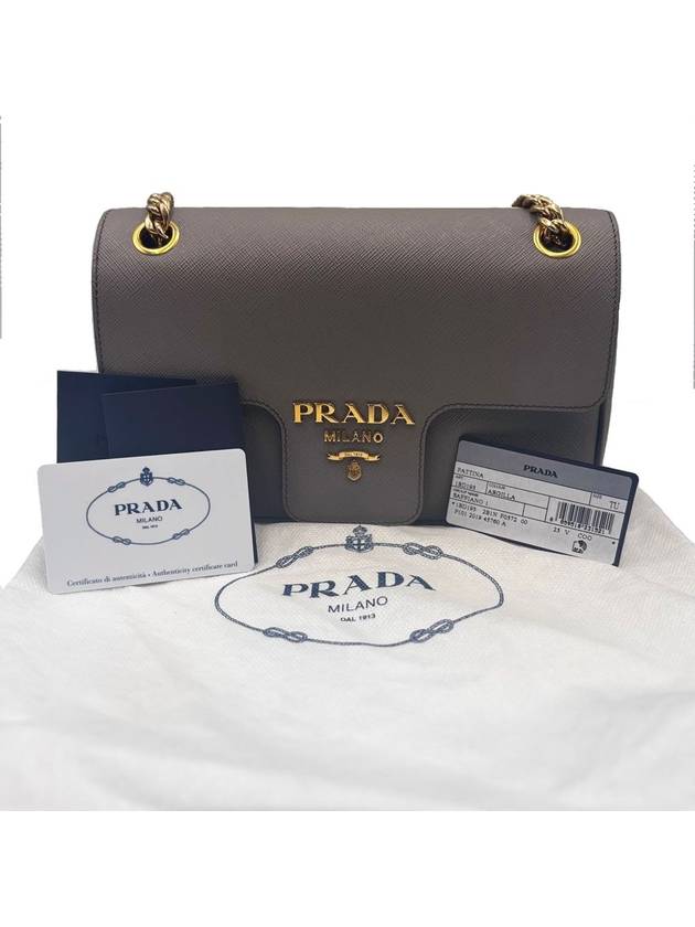 Patina Saffiano Chain Shoulder Bag Gray 1BD193 - PRADA - BALAAN 1