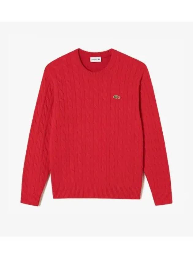 Men's Cable Knit Top Red - LACOSTE - BALAAN 2