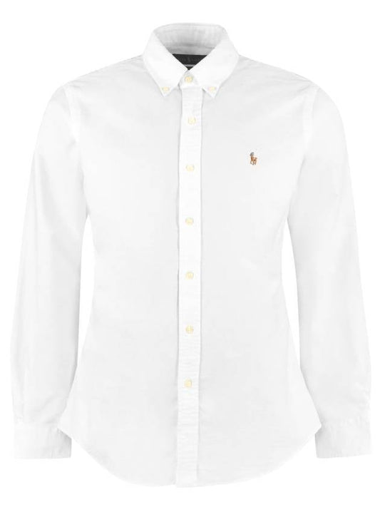 Embroidery Pony Oxford Long Sleeve Shirt White - POLO RALPH LAUREN - BALAAN 1