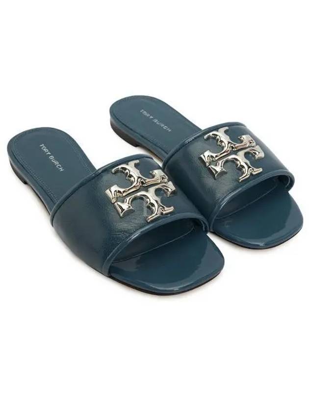 Eleanor Logo Decorated Slide Sandals Blue - TORY BURCH - BALAAN 2