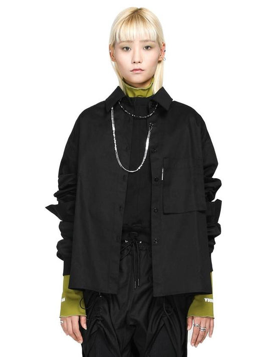 Oversized Unbalanced Shirt Black - FAN YOUNG - BALAAN 1