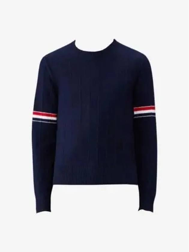 Wool Relaxed Pullover Knit Top Navy - THOM BROWNE - BALAAN 2