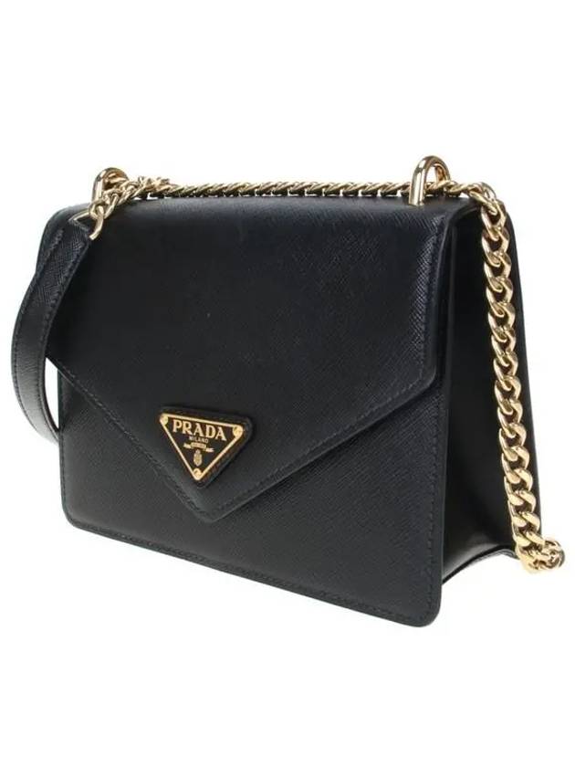 Saffiano Leather Envelope Chain Shoulder Bag Black - PRADA - BALAAN 3