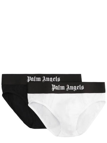 Palm Angels Set Of Two Cotton Briefs With Logoed Elastic Band - PALM ANGELS - BALAAN 1