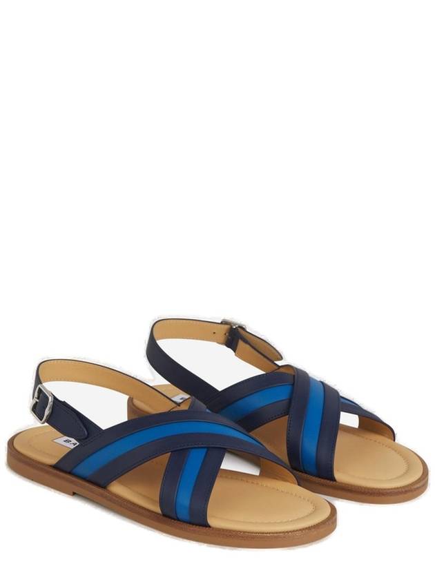 Crossover Strap Leather Sandals Black Blue - BALLY - BALAAN 2