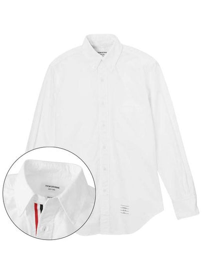 Men's Logo Patch Classic Cotton Long-Sleeve Shirt White - THOM BROWNE - BALAAN 2