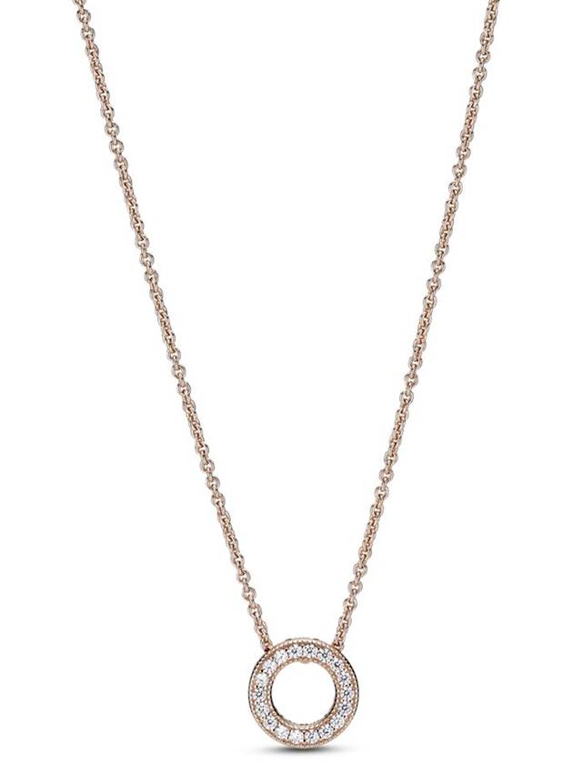 Rose Logo Pave Circle Collier Necklace Rose Gold - PANDORA - BALAAN 2