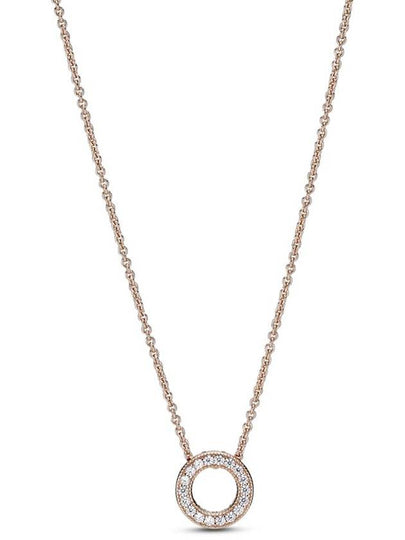 Logo Pave Circle Collier Necklace Rose Gold - PANDORA - BALAAN 2