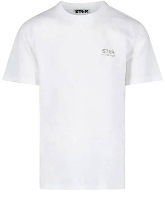 Men's Gold Star Glitter Logo Short Sleeve T-Shirt White - GOLDEN GOOSE - BALAAN 2