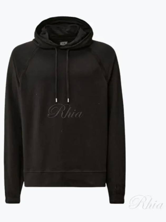 Light Fleece Logo Hoodie Black - CP COMPANY - BALAAN 2