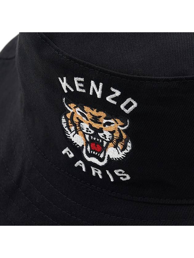 Lucky Tiger Embroidered Logo Cotton Bucket Hat Black - KENZO - BALAAN 9