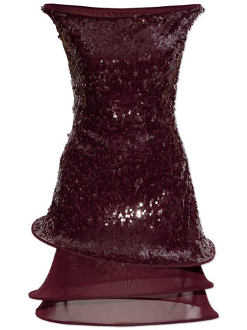 Tory Burch Sequin Slip Dress, Women's, Burgundy - TORY BURCH - BALAAN 1