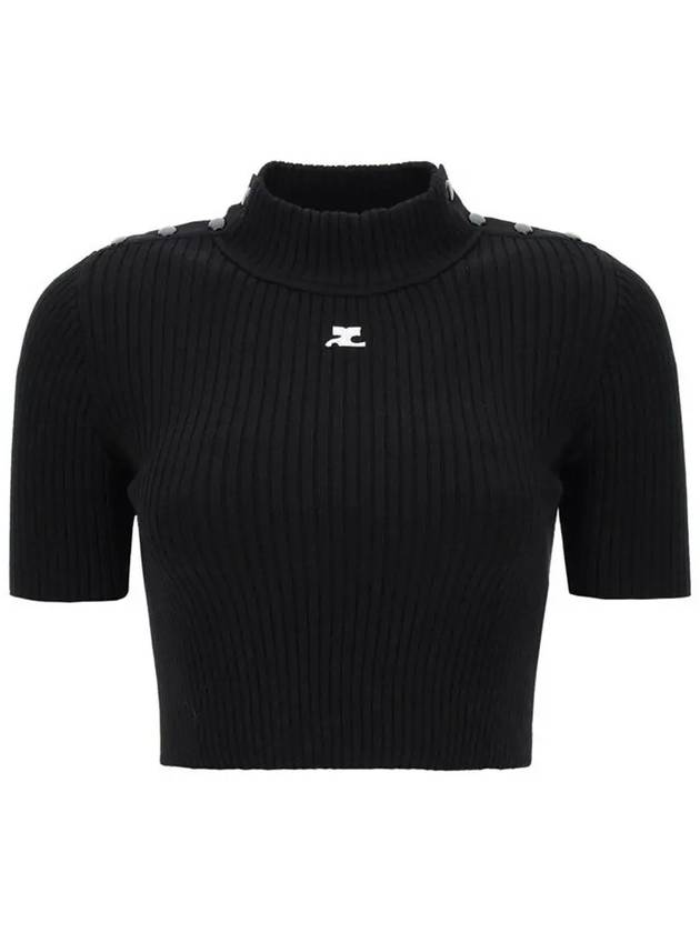 Crop Rib Knit Top Black - COURREGES - BALAAN 3