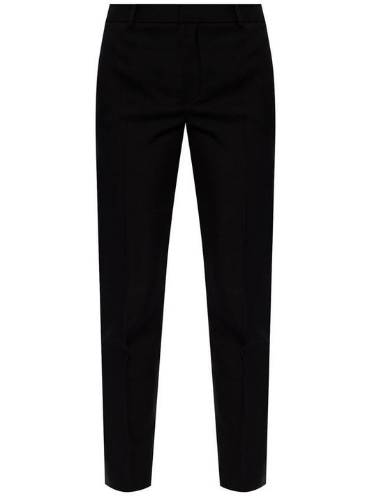 Gabardine Virgin Wool Straight Pants Black - SAINT LAURENT - BALAAN 1